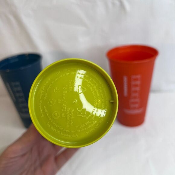 Starbucks Reusable Color Changing Cold Hot Plastic Cups Set of 3 w/ Coffee Lids - Picture 2 of 13